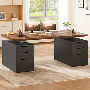 55" Inbox Zero Electric Standing Desk w/ Dual 3 Drawers (Walnut/Black) $289.99 + Free Shipping