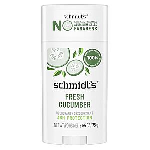 [SnS, AC] $3.15* | 2.65-Oz Schmidt's Aluminum-Free Natural Deodorant Stick at Amazon