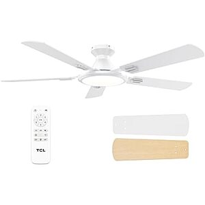 [Prime, AC] $69.48* | 52" TCL Low Profile Ceiling Fan w/ Lights and Remote Control (White) at Amazon