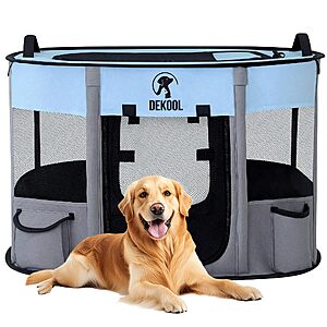 Dekool Foldable Dog & Cat Playpen w/ Carrying Case: Green or Blue Medium $15.50, Blue Large $20 + Free Shipping w/ Prime or on $35+