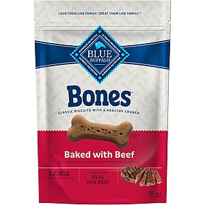4-Pack 16-Oz Blue Buffalo Bones Crunchy Dog Treats (Large) $10.95 w/ S&S + Free Shipping w/ Prime or on $35+