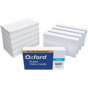 [NEW] $7.21 | 10-Pack 100-Count Oxford Ruled Index Cards, 3" x 5" (White) at Amazon