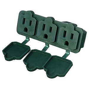 Woods 13270 Green Weatherproof 3-Outlet Adapter Suitable for Outdoor or Indoor Use, $2.91, FS WM+