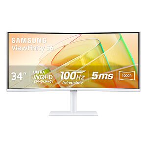 Samsung 34” ViewFinity (S65TC) Ultra-WQHD 1000R Curved Computer Monitor $399.99