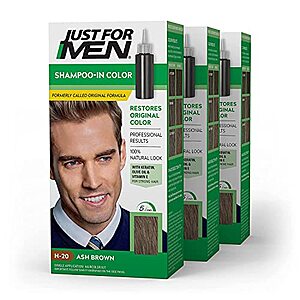 [NEW, SnS, AC] $12.59 | 3-Pack Just for Men Shampoo-In Color (Ash Brown H-20) at Amazon