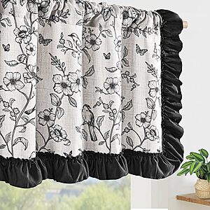 52" x 18" Yinhua Floral Farmhouse Light-Filtering Window Valance w/ Ruffle (2 Colors) $4.79 + Free Shipping w/ Prime or on $35+