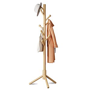 Azaeahom 3-Adjustable Heights Freestanding Coat Rack w/ 8-Hooks $10.49 + Free Shipping w/ Prime or on $35+