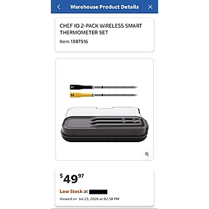 Chef iQ Smart Thermometer and Hub, 2-probe Set $49.97 at Costco B&M YMMV