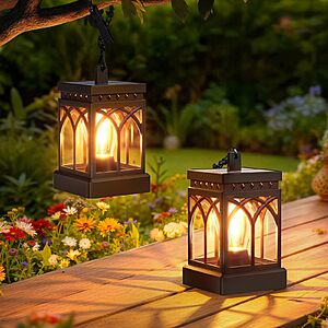 2-Pack KOOPER Hanging Solar Lantern Lights w/ Auto ON/Off $8.99 + Free Shipping w/ Prime or on $35+