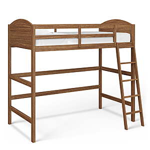 Mainstays Kids Twin Wood Loft Bed (Warm Walnut) $95.20 + Free Shipping