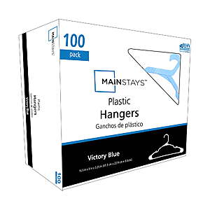 100-Count Mainstays Plastic Notched Adult Hangers (Blue) $7.99 + Free S&H w/ Walmart+ or on $35+