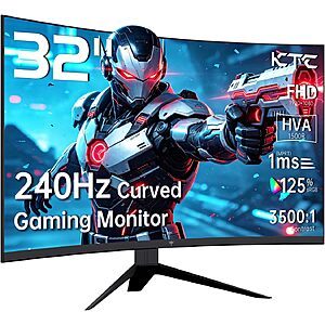 KTC Monitor: 32" 240Hz 1080P 1ms HVA Curved Gaming Monitor $143.99, 32" 4K UHD VA Monitor $174.99 & More + Free Shipping