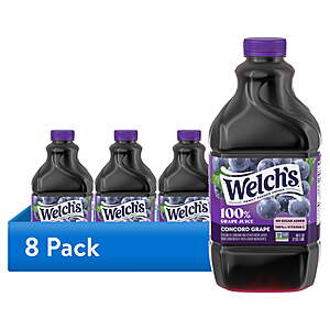 (8 pack) Welch's 100% Grape Juice, Concord Grape, 64 fl oz Bottle $15.14