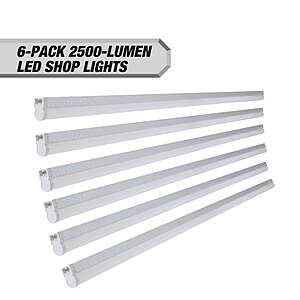 Hyper Tough LED 2500 Lumens 4-Foot T5 Dimmable Shop Lights, Pack of 6 $27.6