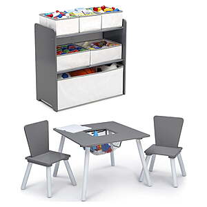 $28 - Delta Children 4-Piece Toddler Playroom Set, Grey/White or Pink/White