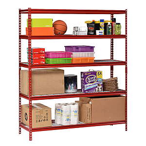 $60.80 - Muscle Rack 60"W x 24"D x 72"H 5-Tier Steel Shelving; 650 lb. Capacity per Shelf; Red
