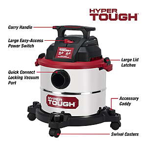 Hyper Tough 5 Gallon 4 HP Stainless Steel Wet Dry Vacuum for Home, Car, Garage & Workshop $23.99   Shipping $6.99 (or $0  if order above $35)