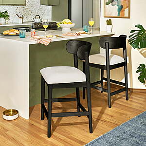 $51.20 | 2-Pack Beautiful Drew Counter-Height Stools by Drew Barrymore (Rich Black or Warm Honey)