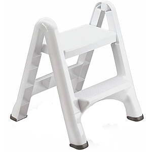$21.77: Rubbermaid EZ Step Folding 2-Step Stool, White, Up to 300 lbs at Walmart.com