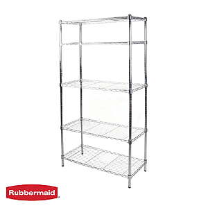 5-Tier Rubbermaid Heavy Duty Wire Shelving Unit (Chrome or Black) $32.00 + Free Shipping w/ Walmart+ or on $35+