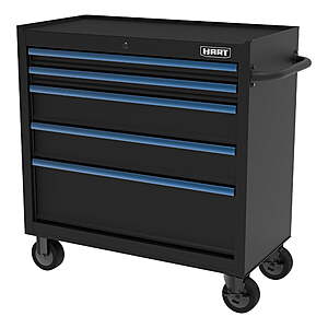 HART 36-Inch 5-Drawer Rolling Tool Cabinet, Locking Steel Garage Storage, Black, $181.57 shipped