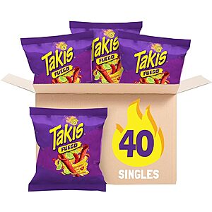 Takis Fuego 40 Count 1 oz Snack Size Multipack - Extreme Spicy Rolled Tortilla Chips Hot Chili Pepper & Lime Flavored~$12.42 @ Amazon Resale