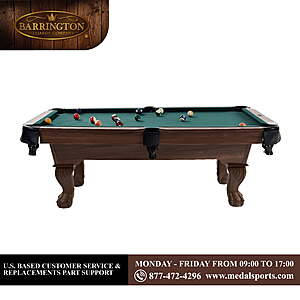 Barrington Billiards Winstead 7.25 ft Pool Table with 2 Cue Sticks & Complete Accessory Set, Green $239.6