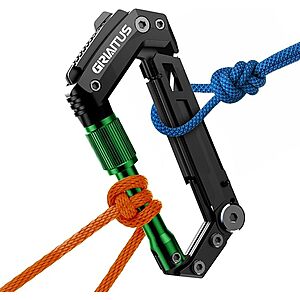 GIRIAITUS 8-in-1 Carabiner Multitool w/ Pocket Knife, Serrated Knife, Rope Cutter, Screwdriver, Bottle Opener & Ruler (Green) $14.98 + Free Shipping w/ Prime or on $35+