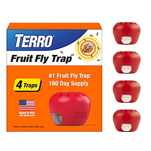 4-Pack TERRO Fruit Fly Trap w/ 180-Day Lure Supply $10.43 w/ S&S + Free Shipping w/ Prime or on $35+