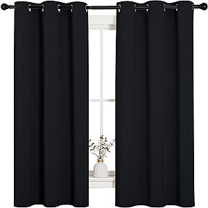 NICETOWN 2-Pack 42"W x 63"L Grommet Blackout Curtains (Black) $9.98 + Free Shipping w/ Prime or on $35+