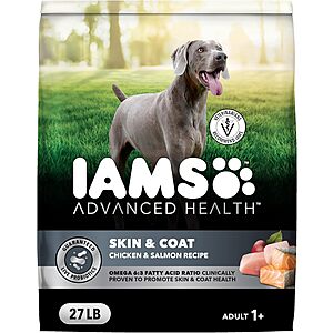 YMMV - $14.19 w/ Coupon! 27 lb IAMS Advanced Health Skin & Coat Dry Dog Food, Chicken & Salmon @ Amazon!