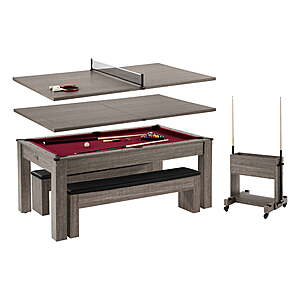 Barrington Billiards 6' 3-in-1 Multi Game Pool Table w/ Dining Top & Table Tennis Set (Burgundy) $299.60 + Free Shipping w/ Walmart+ or on $35+