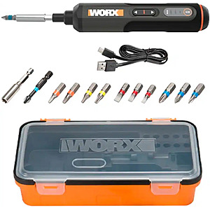 WORX - 4V 3-Speed Compact Screwdriver with 12 Accessory Bits, Dual LED Lights, and 3 Gear Torque - Black $24.99 Bestbuy.com