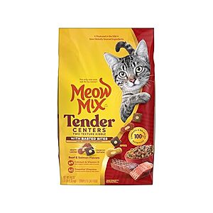 $3.11 | Meow Mix Tender Centers with Basted Bites, Beef & Salmon Flavors, Dry Cat Food, 3 lb. Bag at Woot!