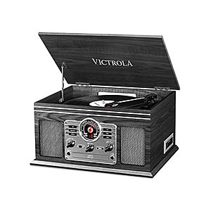 $46.79 | Victrola The Quincy 6-in-1 Bluetooth Record Player, Grey at Woot!