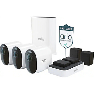 Arlo - Ultra Outdoor Security Camera 4K HDR (3rd Gen, 2025 Release) - Wireless, Rechargeable Battery, Charging Station, 3-Cam - White $299.99 Bestbuy.com