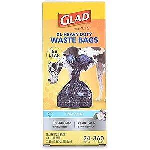 [SnS, AC] $5.74 | 360-Count Glad Extra Large, Heavy Duty Scented Dog Waste Bags at Amazon