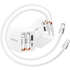 84W SUPERONE 4-in-1 Retractable Wall Charger w/ Dual Built-In Cables $11.87 + Free Shipping w/ Prime or on $35+