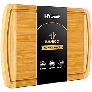 $7.99* | 16" x 10" Hiware Large Bamboo Cutting Board w/ Juice Groove Side Handles at Amazon
