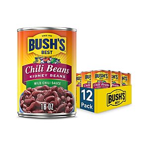 Select Accts[SnS, AC] 12 Pack 16 Oz BUSH'S BEST 16 oz Canned Kidney Chili Bean/Mild $9.55 + Free S&H w/ Prime or $35+