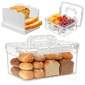 Sorgion Bread Box, Slicer Guide and 3-Piece Condiment Tray Set (White, Beige, Pink $4.99 + Free Shipping w/ Prime or on $35+