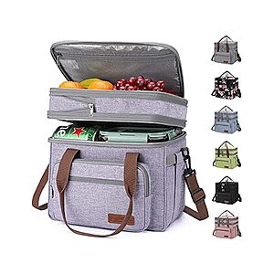 $11.69 ac FS PRIME WOOT      Maelstrom Lunch Bag  23L Insulated Lunch Box For Men Women,Expandable Double Deck Lunch Cooler Bag