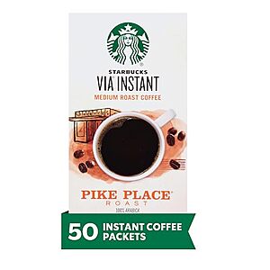 [NEW, SnS, AC] $28.58 | 50-Count Starbucks VIA Medium Roast Instant Coffee (Pike Place) at Amazon