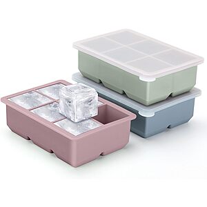 3-Pack Excnorm Reusable Silicone 2" Ice Cube Molds w/ Lids (Various) $9.34 + Free Shipping w/ Prime or on $35+