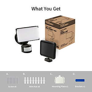 Hyper Tough Single Head LED Solar Motion Sensing Security Flood Light, Black, 1000 Lumens $14.97