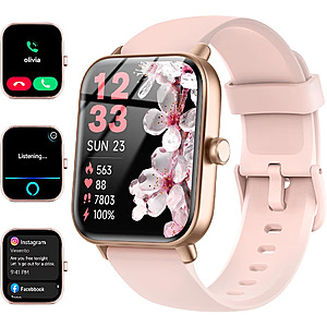 Quican Smart Watches for Men Women, 2 Bands, Compatible for Android iPhone Alexa Built-in, Waterproof /Bluetooth Calling $21.99