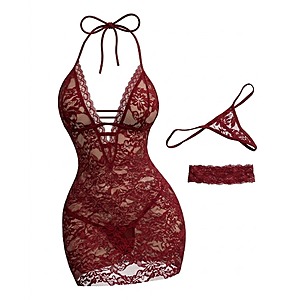 Avidlove Women Babydoll Lingerie Lace Chemise Halter Nightwear Teddy Dress (Various Colors) $6 + Free Shipping w/ Prime or on $35+