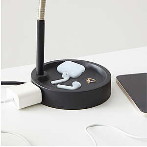 $7.46 FS Walmart+ or Pick Up Mainstays LED Desk Lamp with Catch-All Base & AC Outlet for charging phones, etc, choice of colors