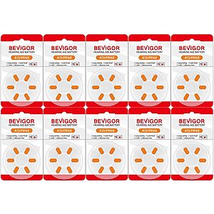 BEVIGOR Hearing Aid Batteries Size 13, Mercury Free (60 Count), Zinc Air Batteries, Easy to Open and Carry, 1.45V, Long Lasting Batteries $4.99