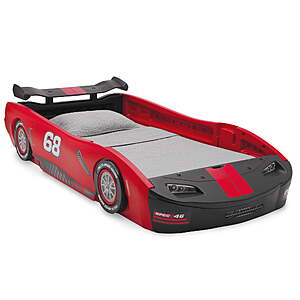 Delta Children Turbo Race Car Twin Bed (Red or Pink) $75.60 + Free Shipping